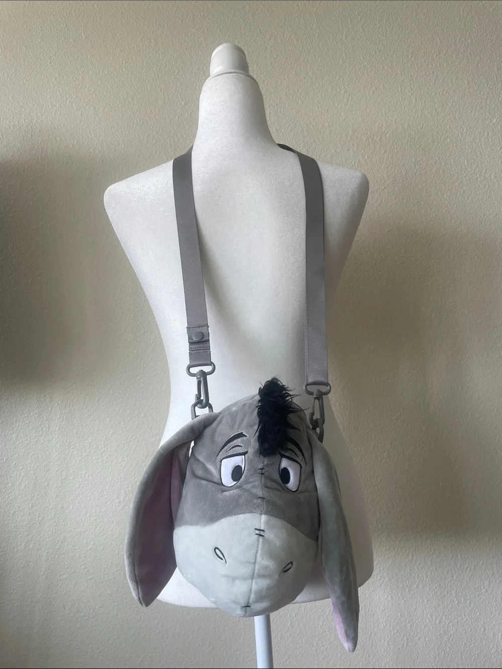 Disney Winnie the Pooh Eeyore Plush Crossbody Bag Gray Novelty Character Purse
